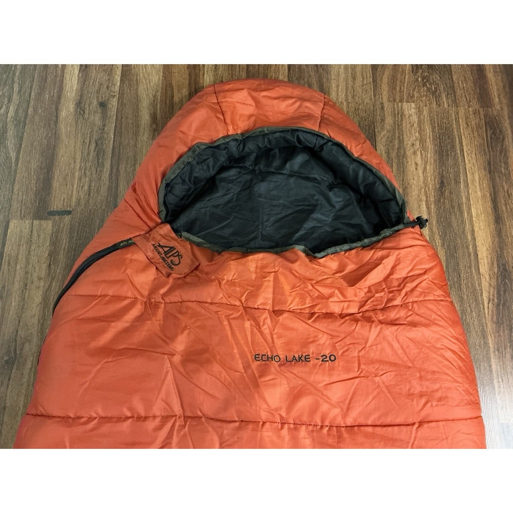 ALPS Mountaineering ECHO LAKE-20 REG Mummy Sleeping Bag Orange Black W/Bag **